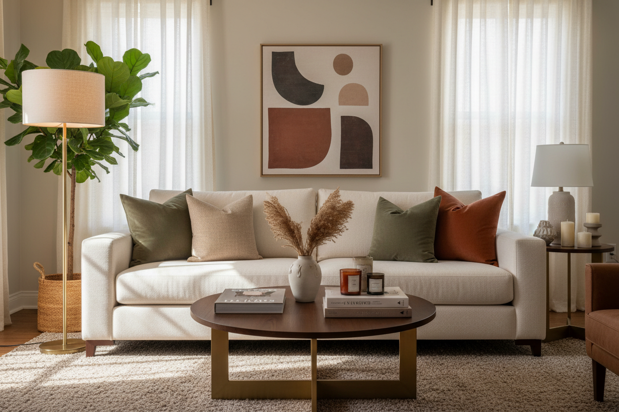 Beautiful living room with great looking home decor features